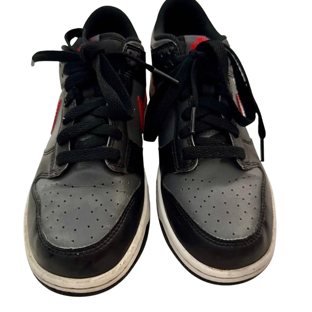 Nike Dunk Low Kids Black Red Blue Swoosh Casual Sneakers‎ Shoes Size 6